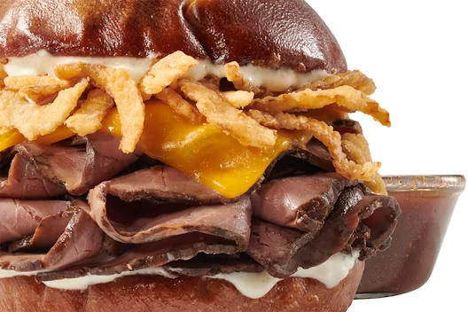 Beef & Cheddar on Pretzel bun
